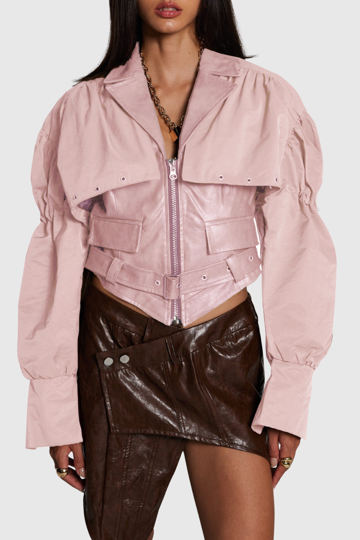 Chapa Faux Leather Jacke - Pink