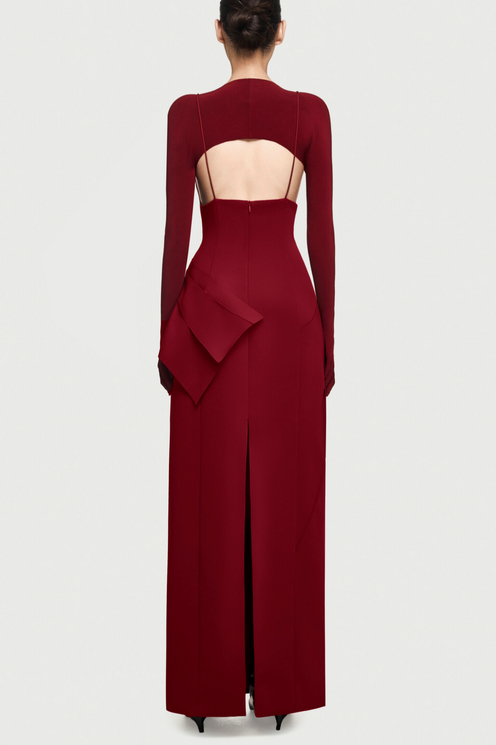 Chapera Asymmetrical Pleat Maxi Dress - Wine