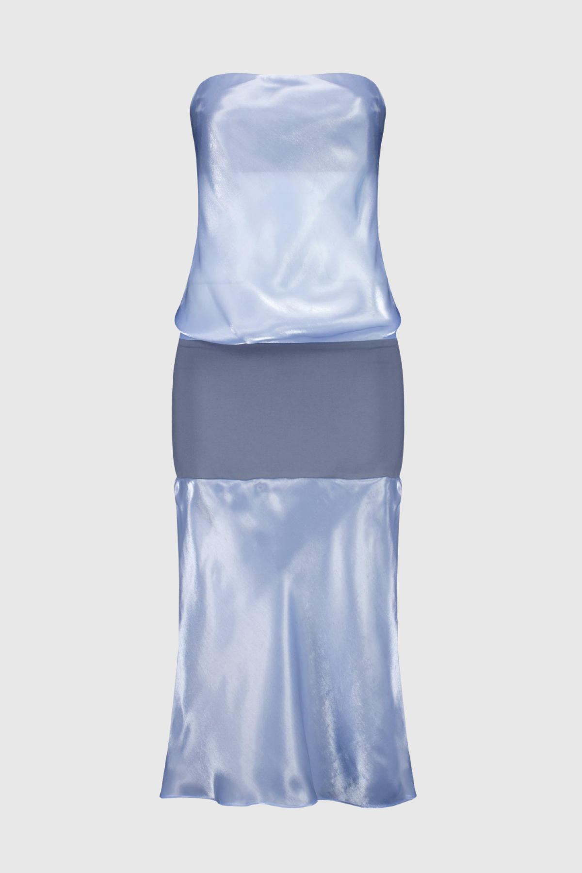Chesta Strapless Contrast Midi Dress - Blue