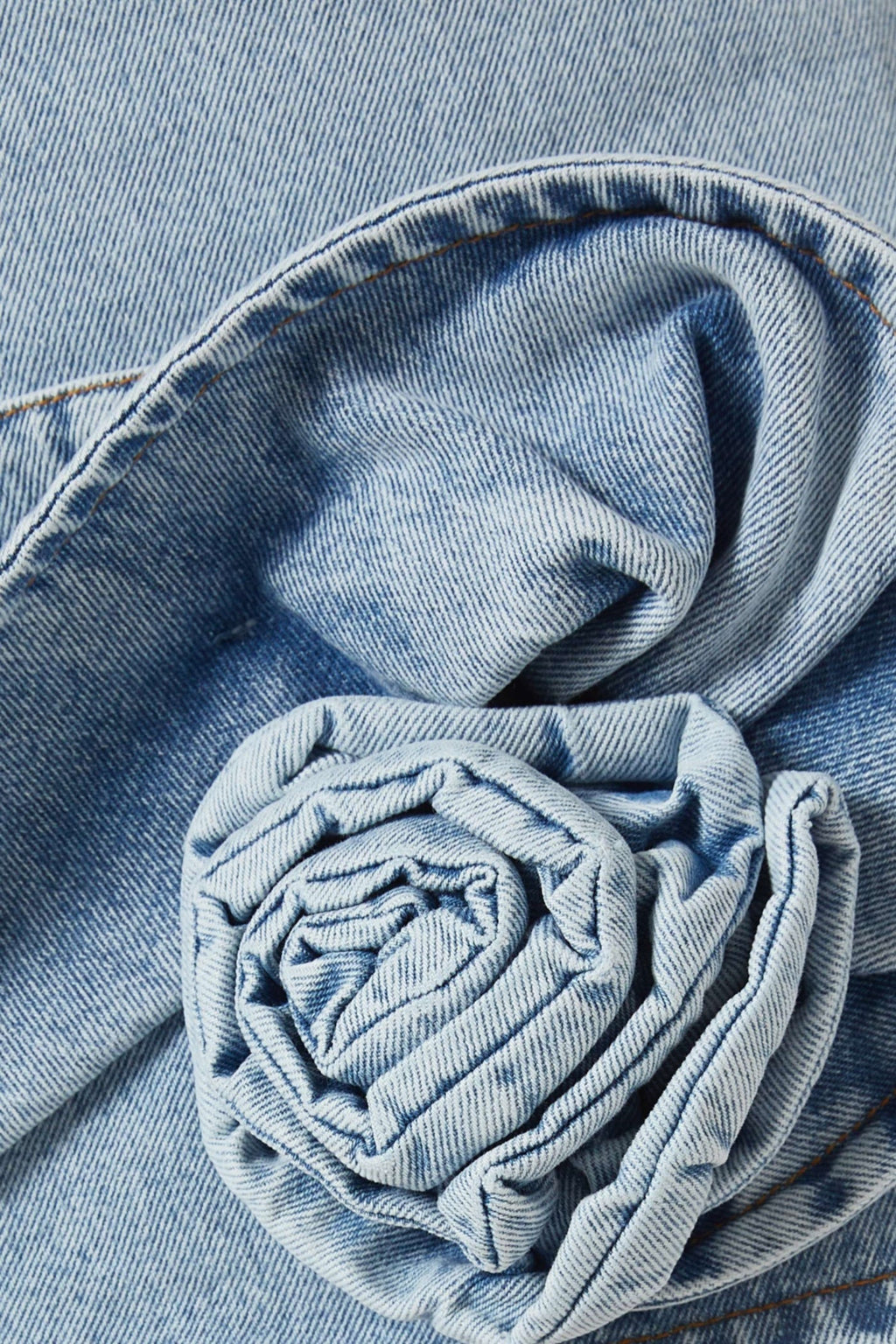 Christell Floral Appliqué Halter Denim Mini Dress