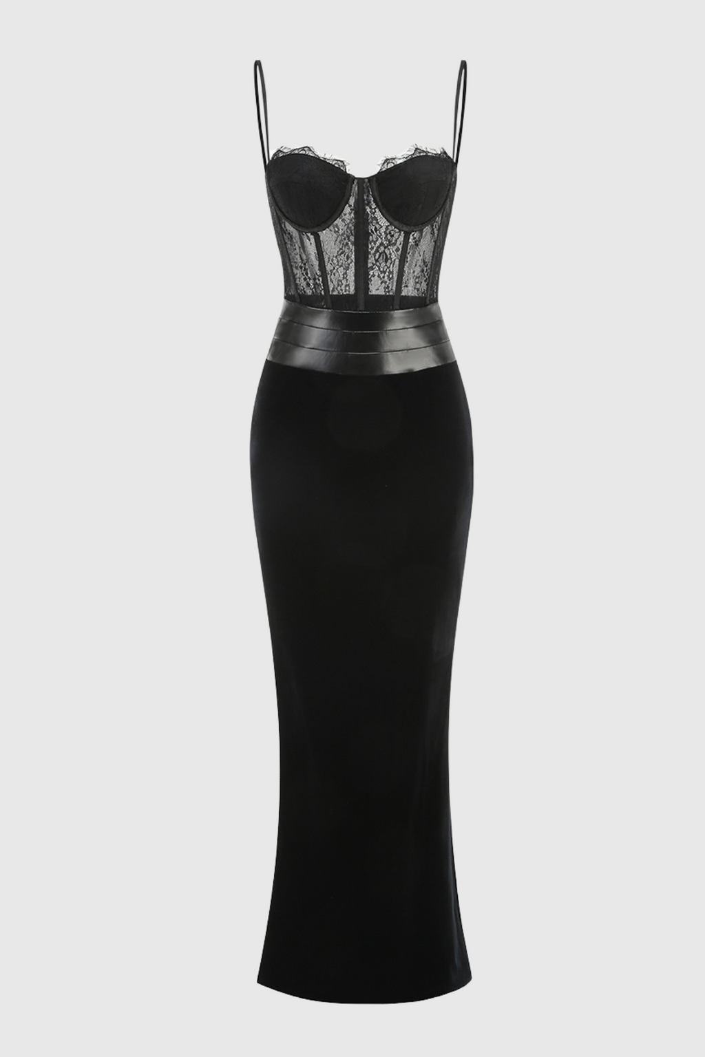 Christena Lace Corset Velvet Maxi Dress