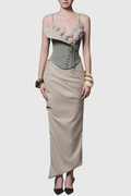 Clanca Floral Lace Up Corset & Skirt Set