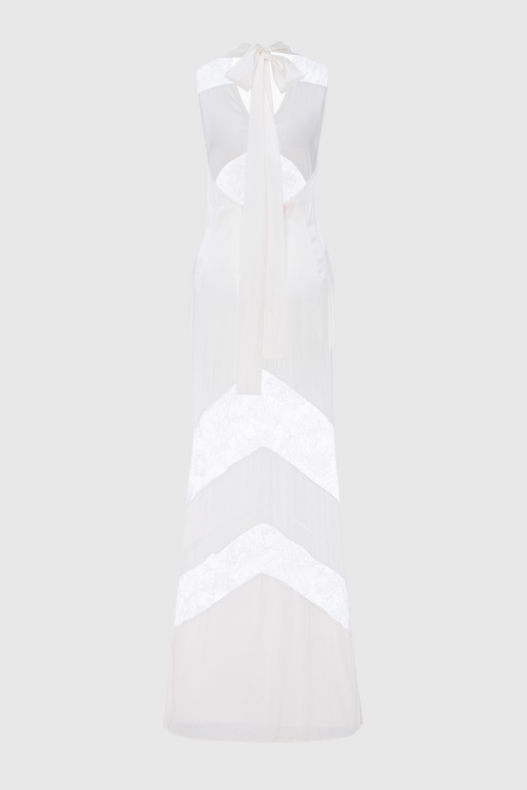 Clora Satin Halter Lace Maxi Dress - White