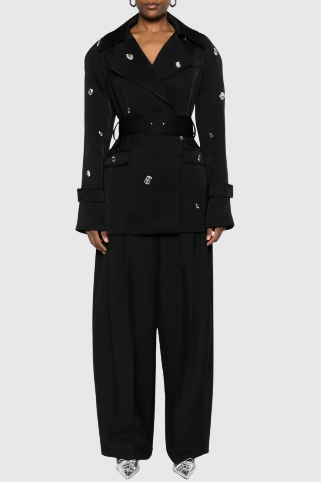 Colta Crystal Embellished Trench Coat