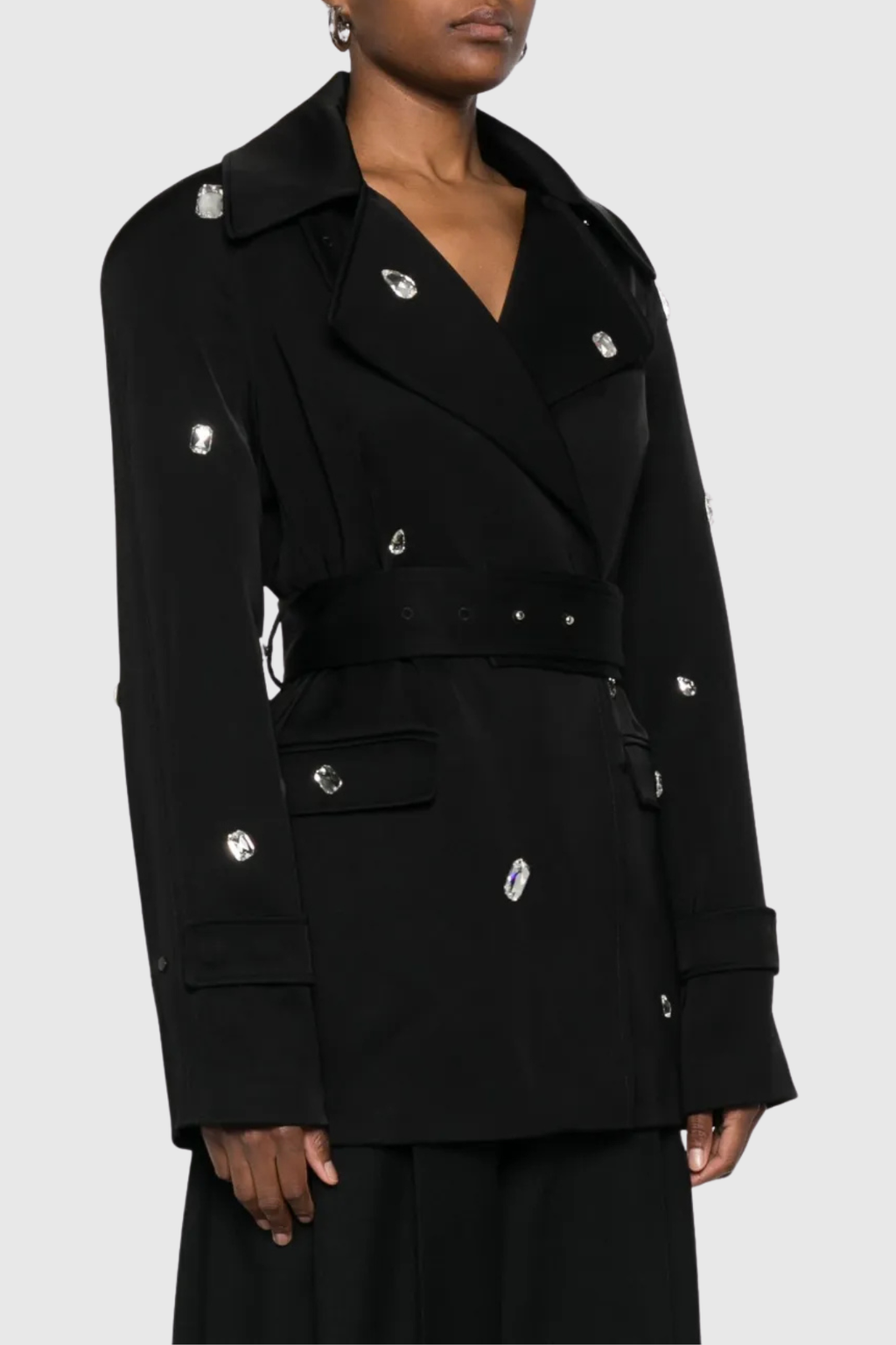 Colta Crystal Embellished Trench Coat