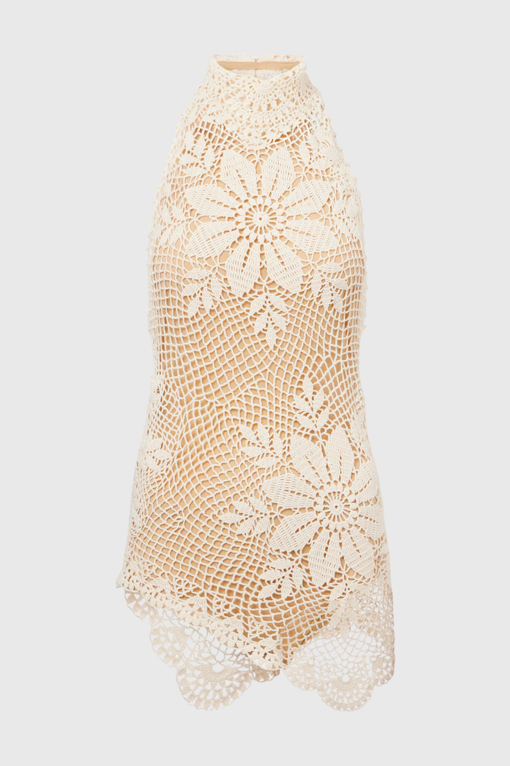 Corliss Floral Lace Crochet Top - Beige