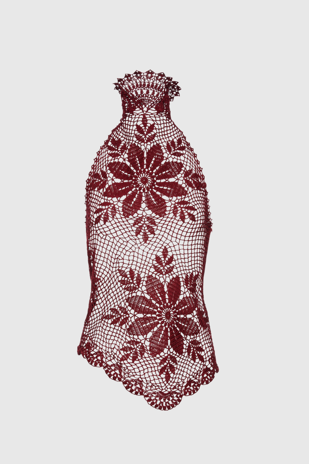 Corliss Floral Lace Crochet Top - Wine