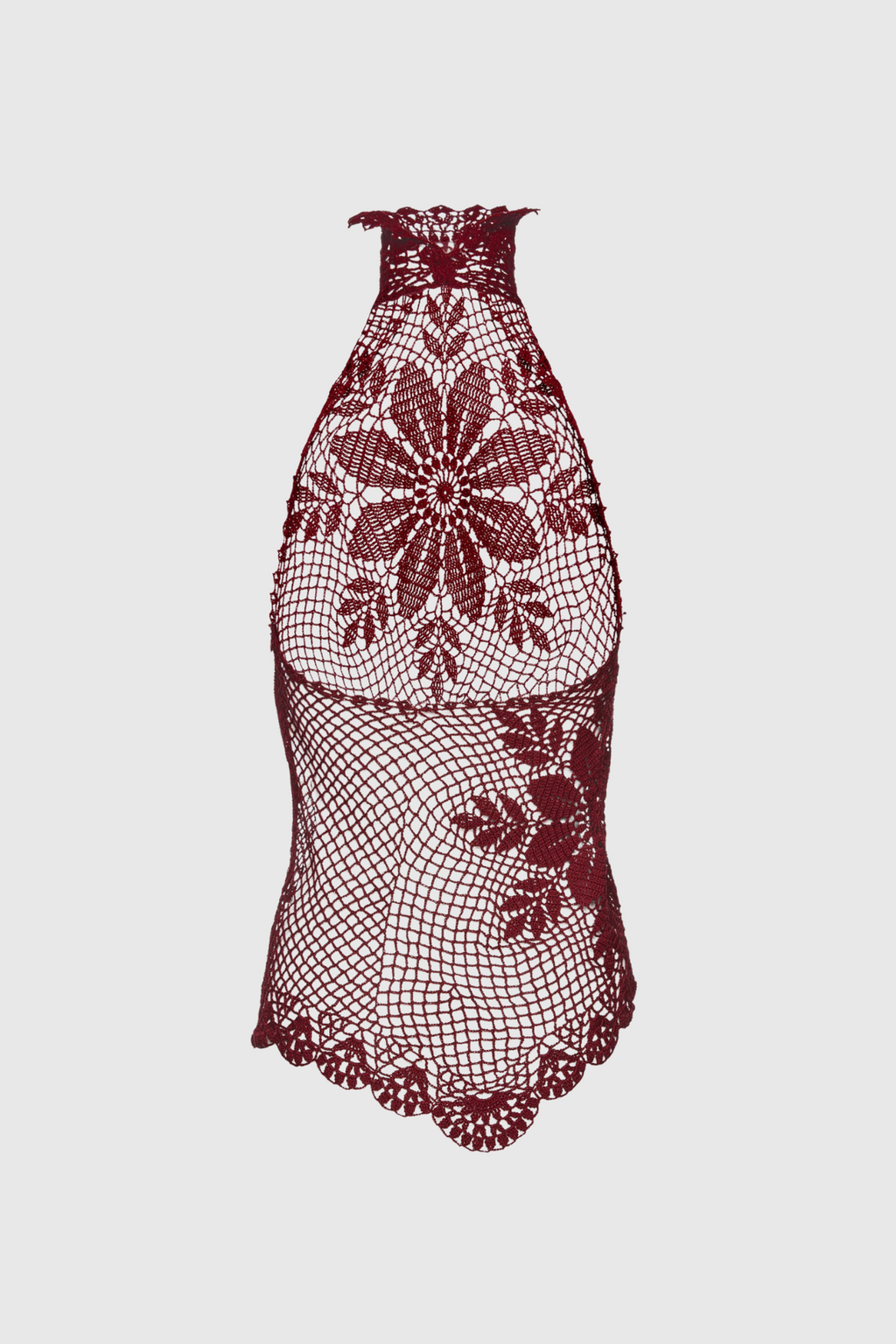 Corliss Floral Lace Crochet Top - Wine
