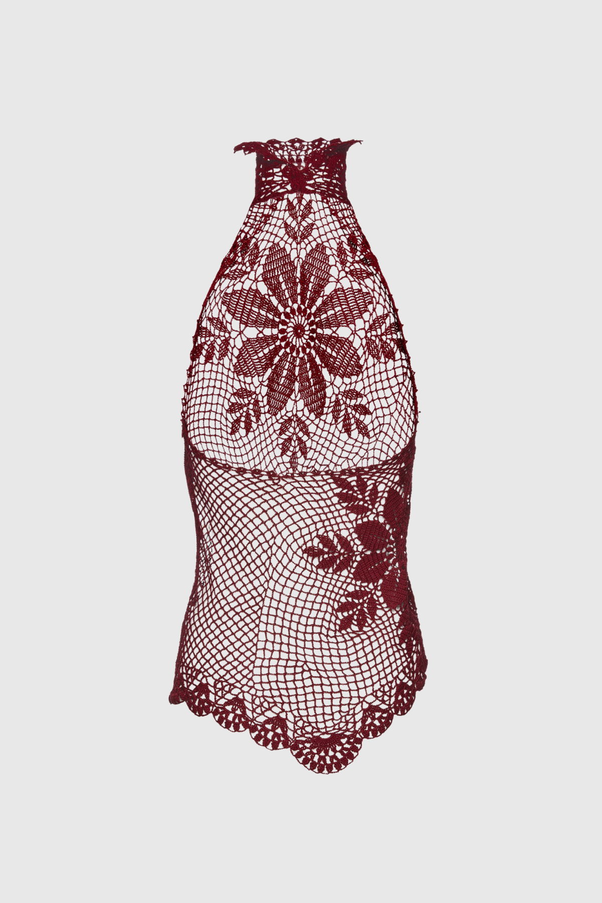 Corliss Floral Lace Crochet Top - Wine