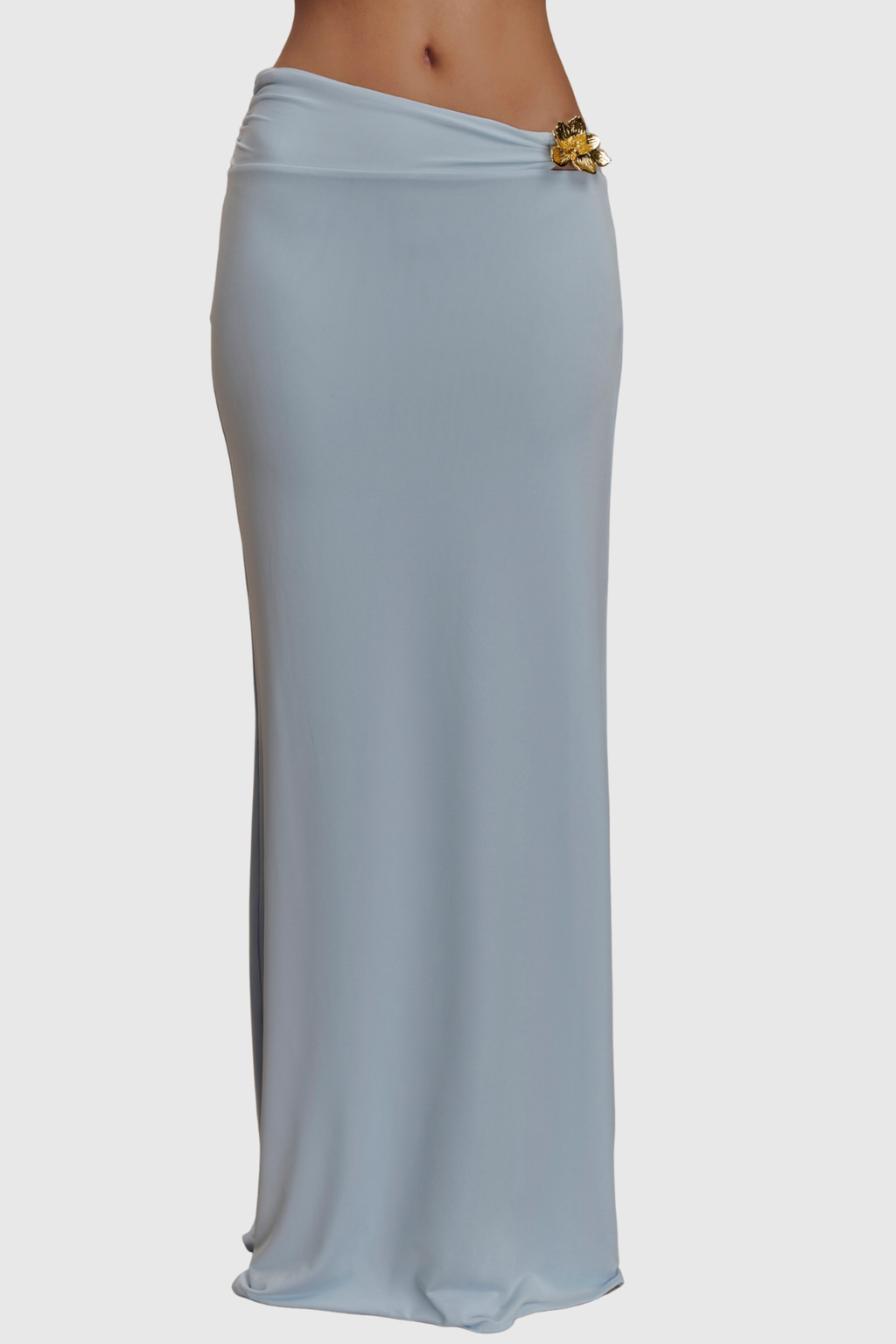Cornela Floral Embellished Top & Maxi Skirt Set - Blue