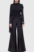 Dania Asymmetrical Shawl Mesh Top