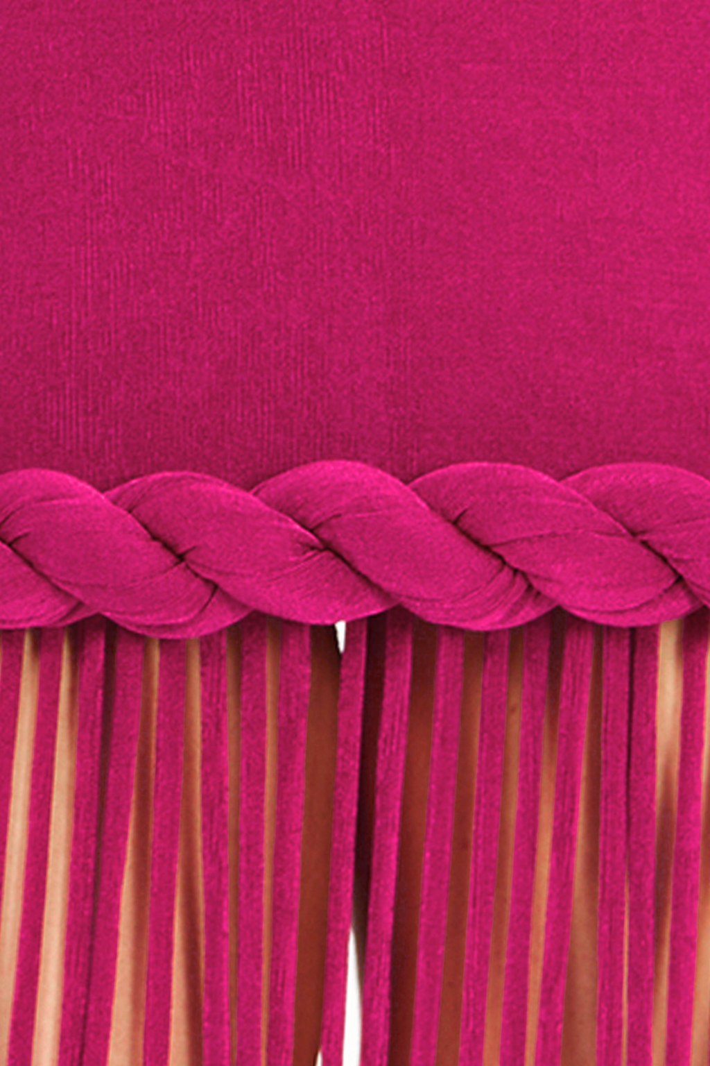 Datara Halter Velvet Rope Fringe Maxi Dress - Fuchsia