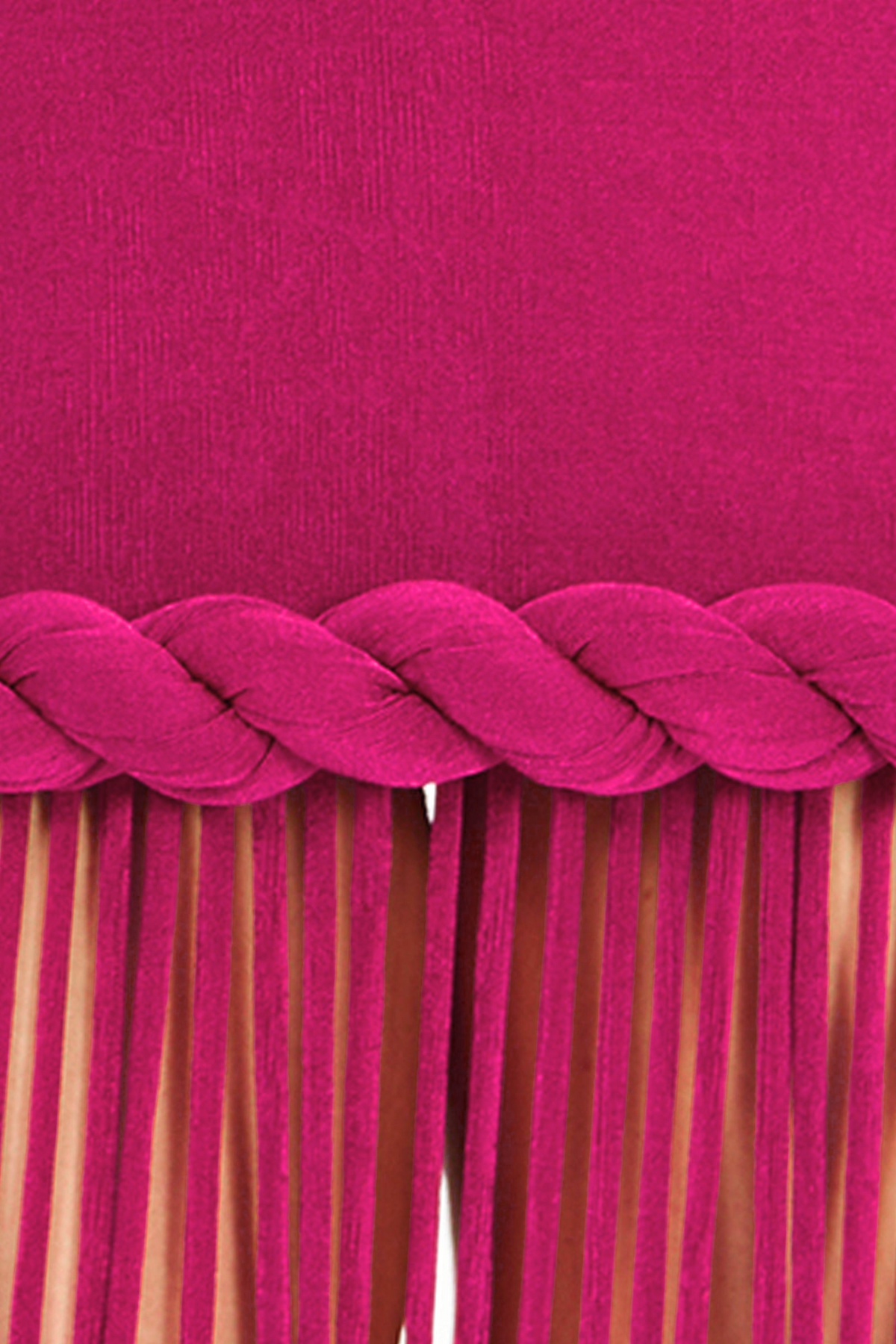Datara Halter Velvet Rope Fringe Maxi Dress - Fuchsia
