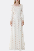Daway Crystal Bead Embellished Maxi Dress - White