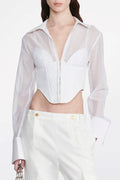 Delaney Grid Corset Shirt - White