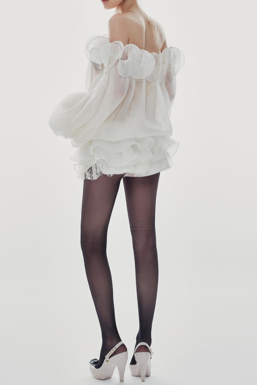 Derbs Off Shoulder Crinkled Ruffle Mini Dress