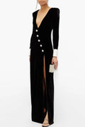 Dorothy Velvet V-neck Slit Maxi Dress