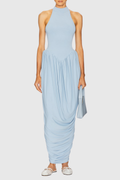 Doyle Sleeveless Ruched Midi Dress - Blue