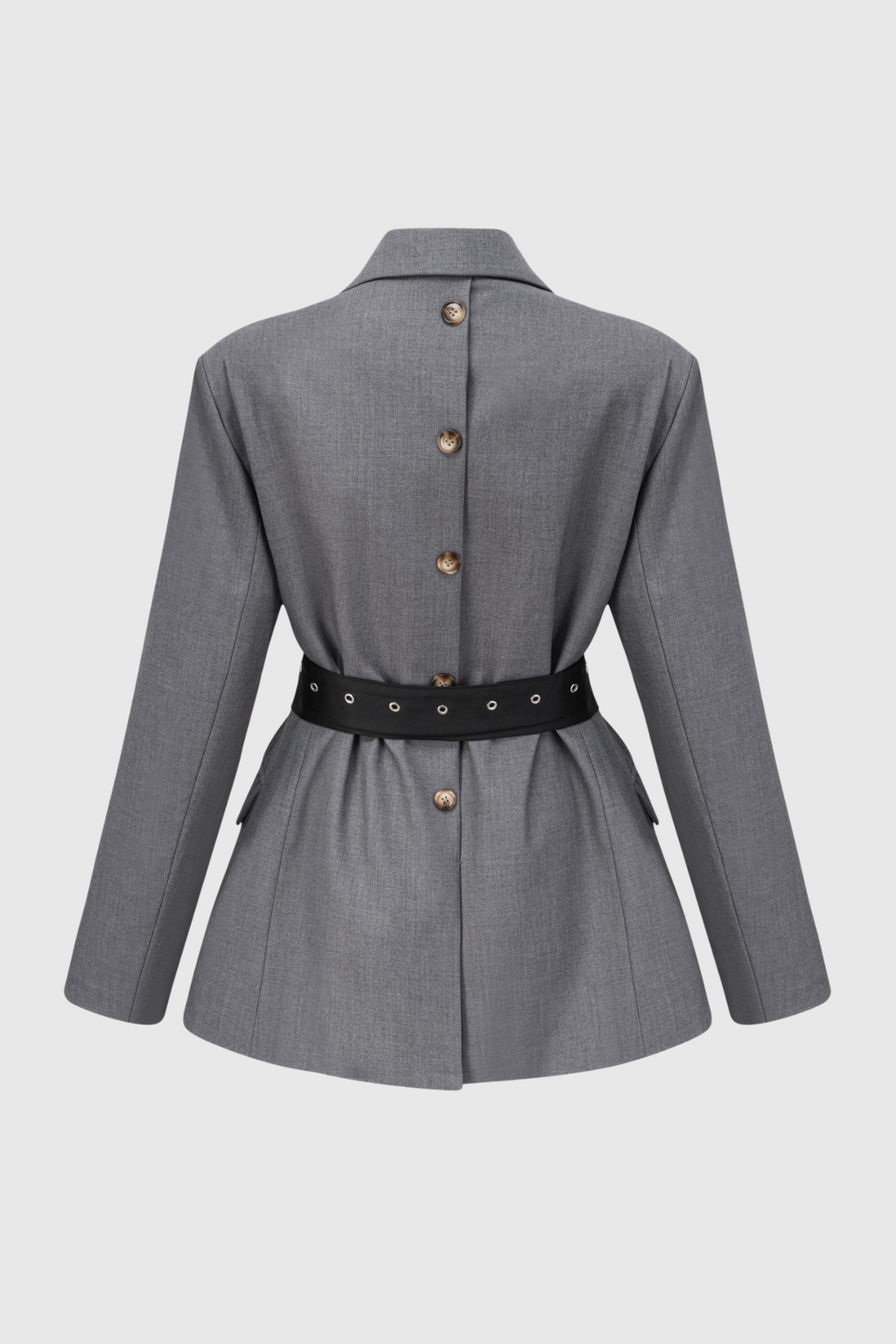Eairein Belte Waist Blazer - Grey