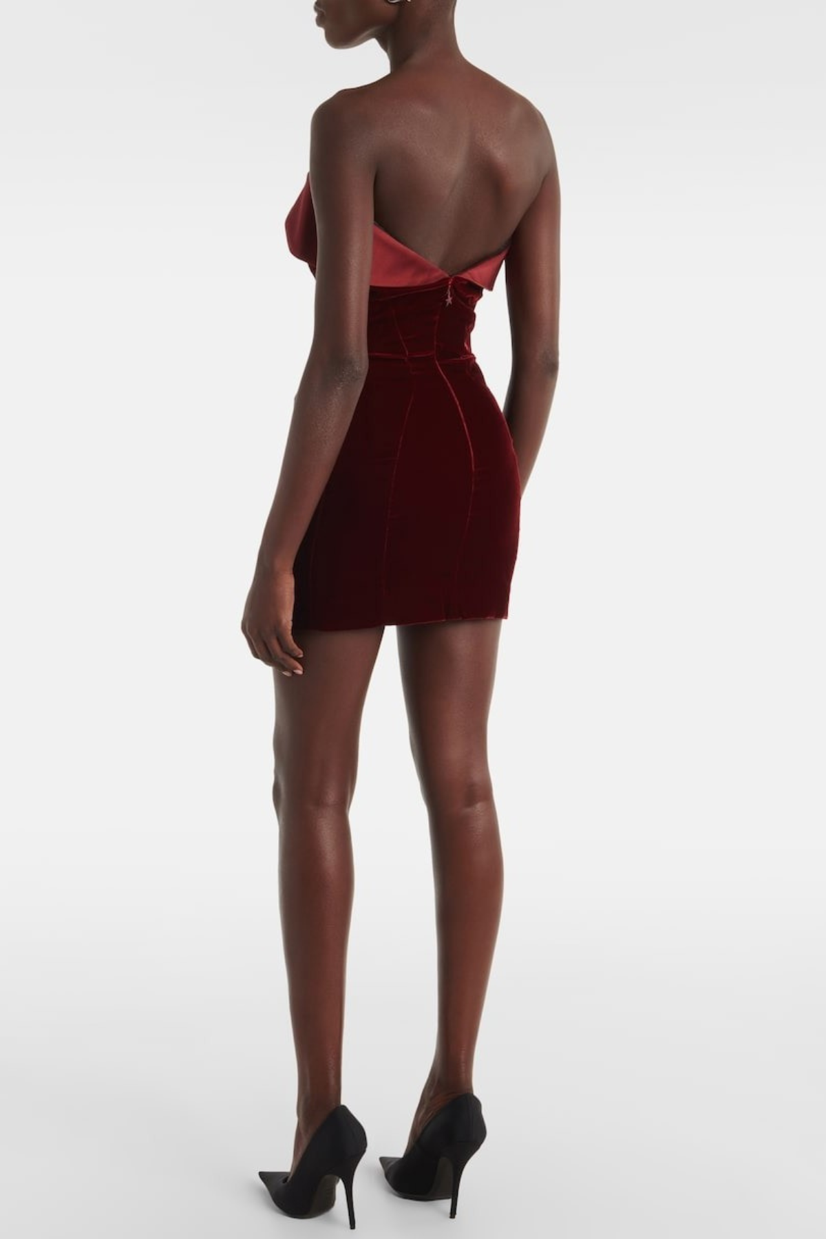 Eames Strapless Satin-trimmed Velvet Mini Dress - Wine