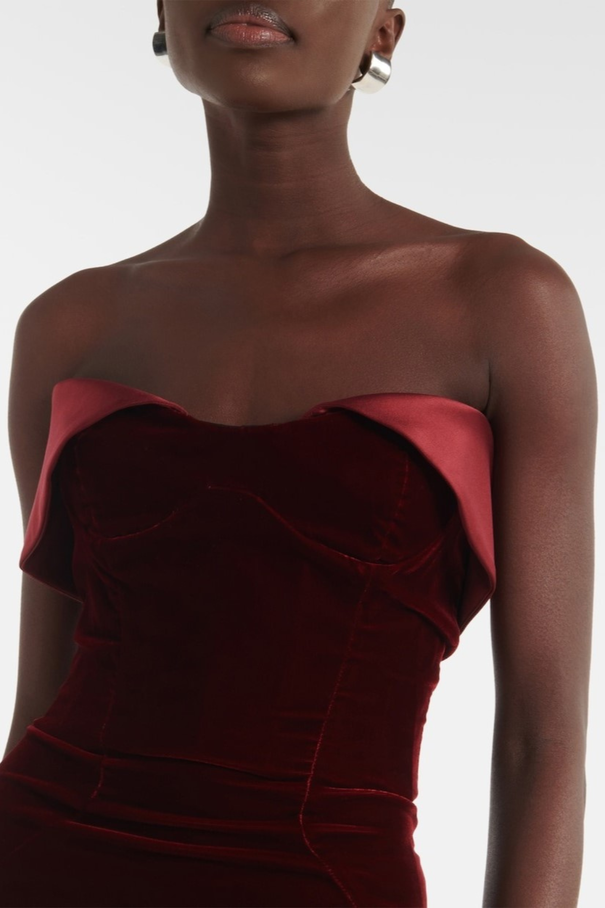 Eames Strapless Satin-trimmed Velvet Mini Dress - Wine