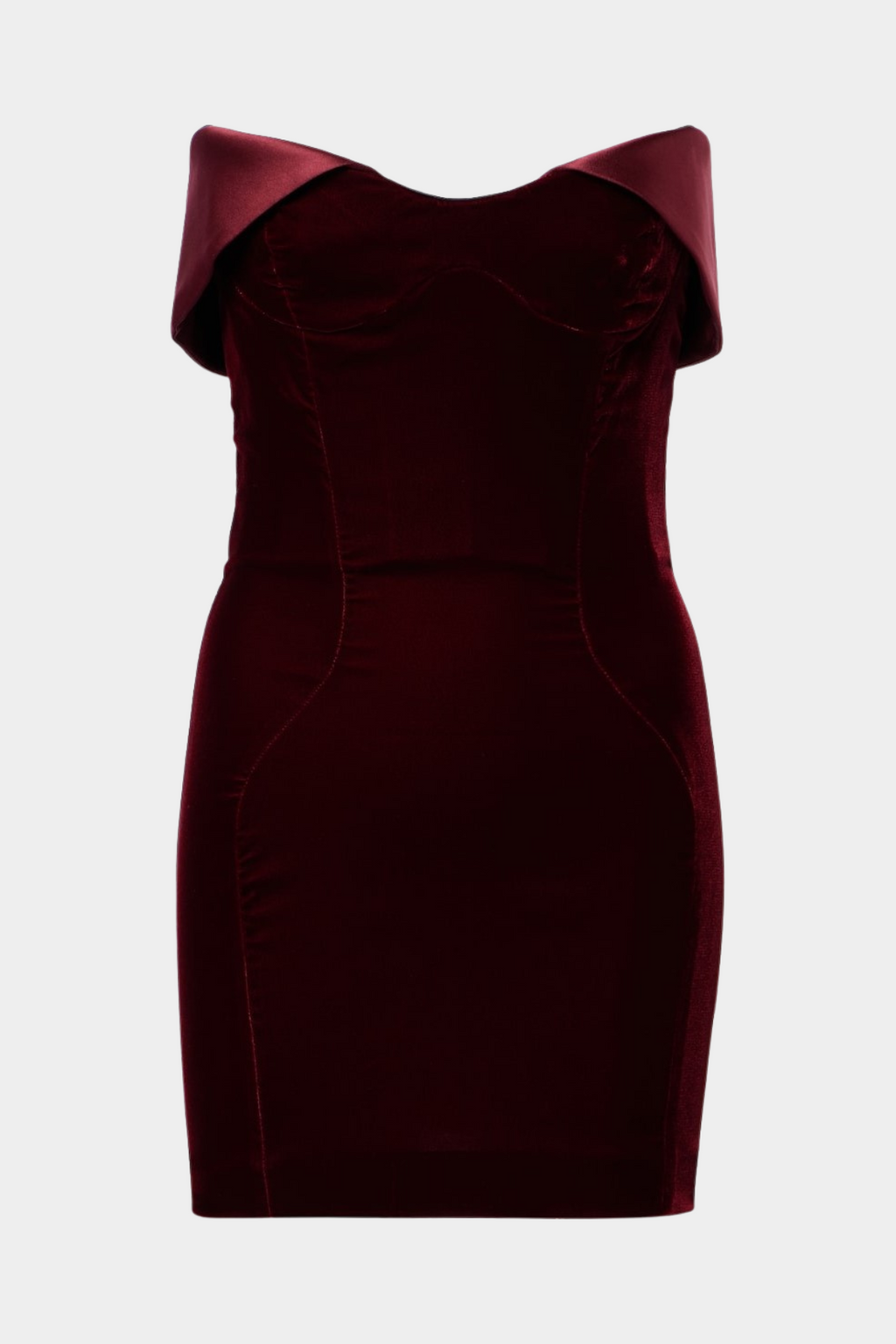 Eames Strapless Satin-trimmed Velvet Mini Dress - Wine