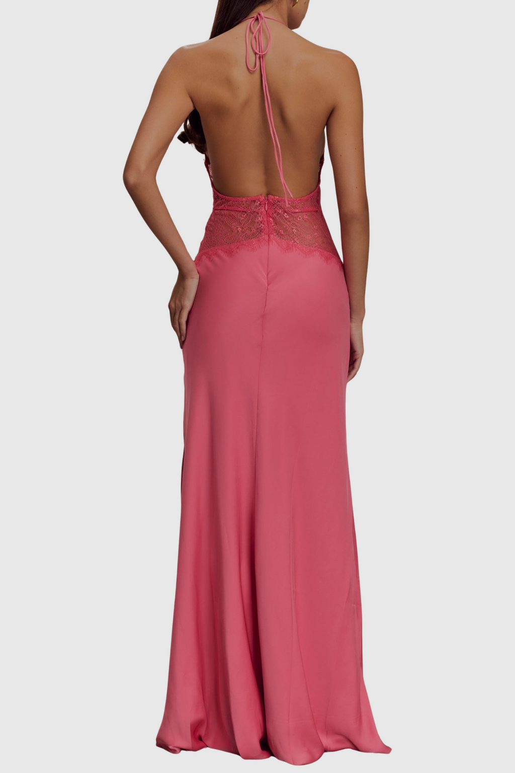Edwiga Lace Halter Maxi Dress - Pink