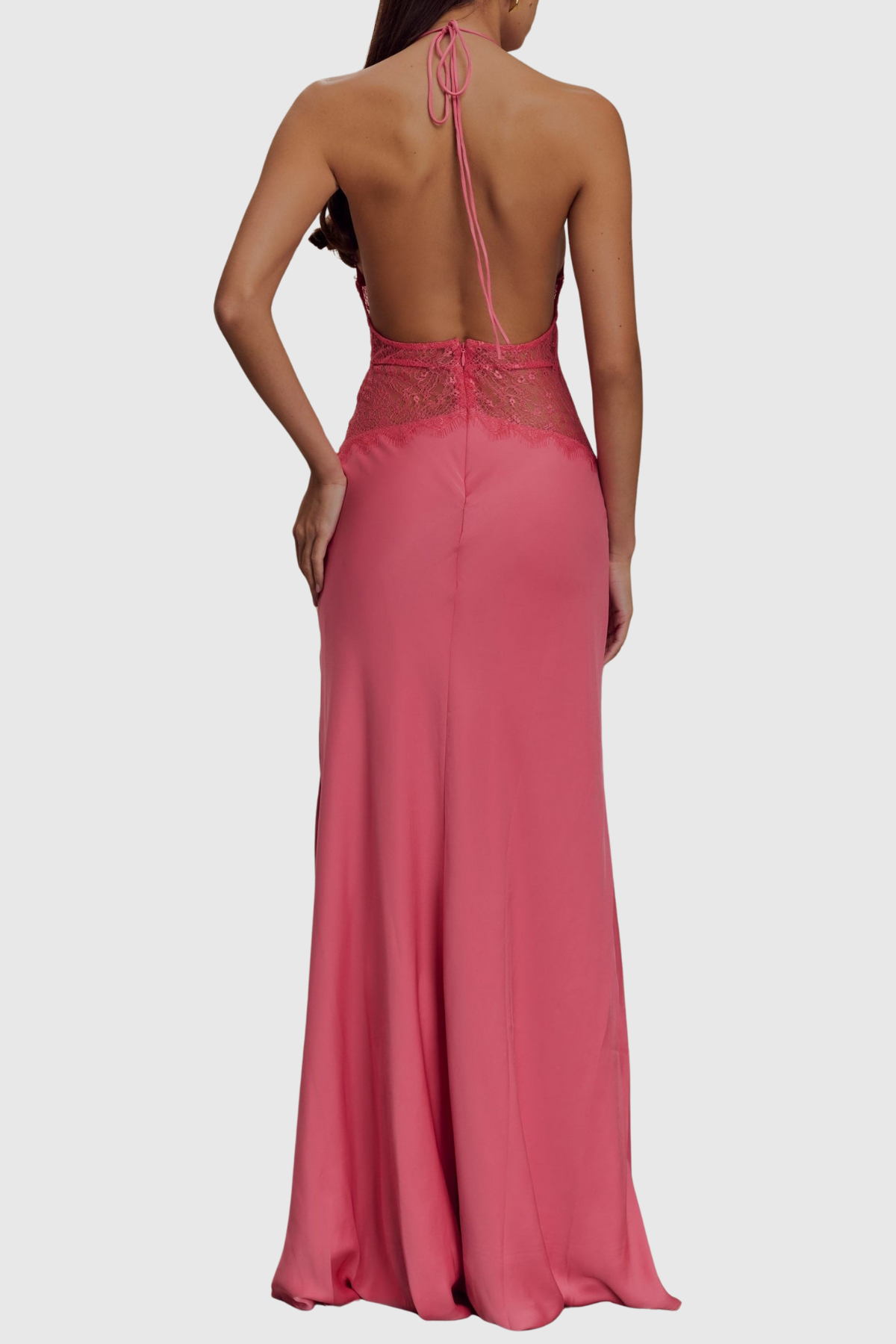 Edwiga Lace Halter Maxi Dress - Pink