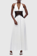 Edwiga Lace Halter Maxi Dress - White