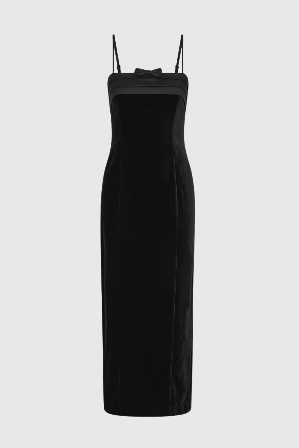 Elmer Bow Strapless Velvet Midi Dress