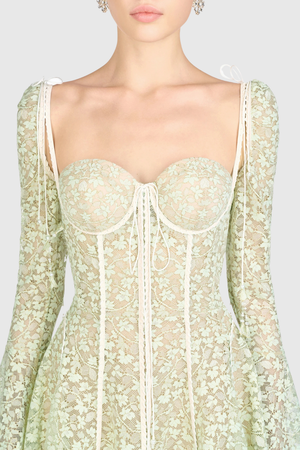 Emani Floral Lace Corset Mini Dress - Mint