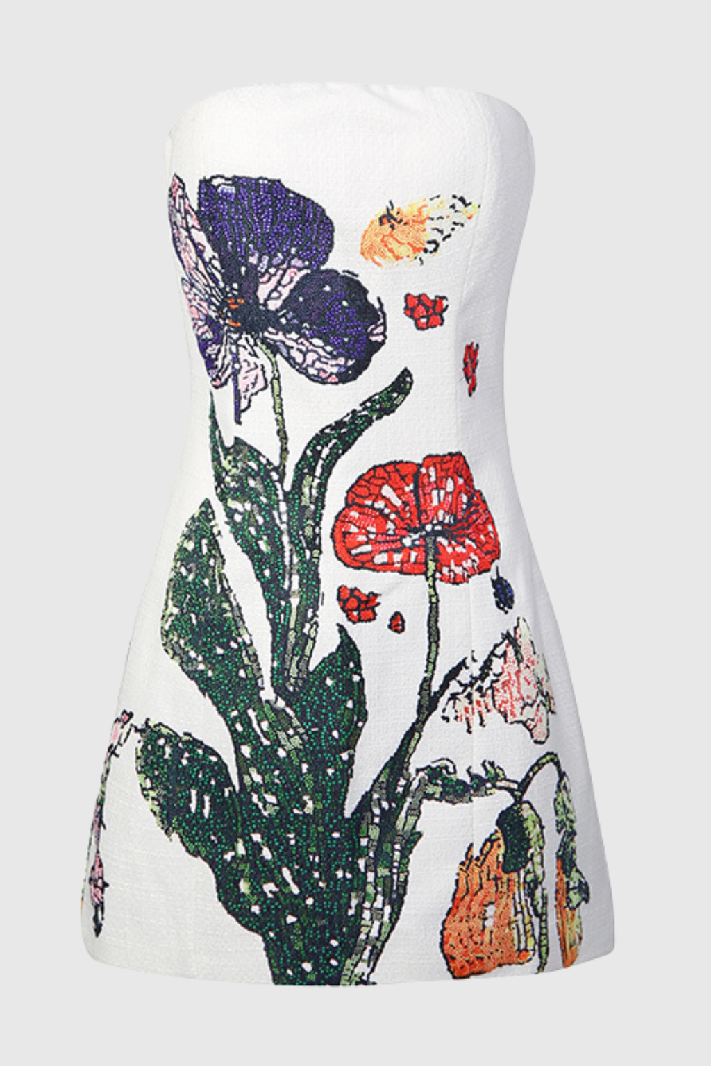 Emrys Floral Strapless Tweed Mini Dress