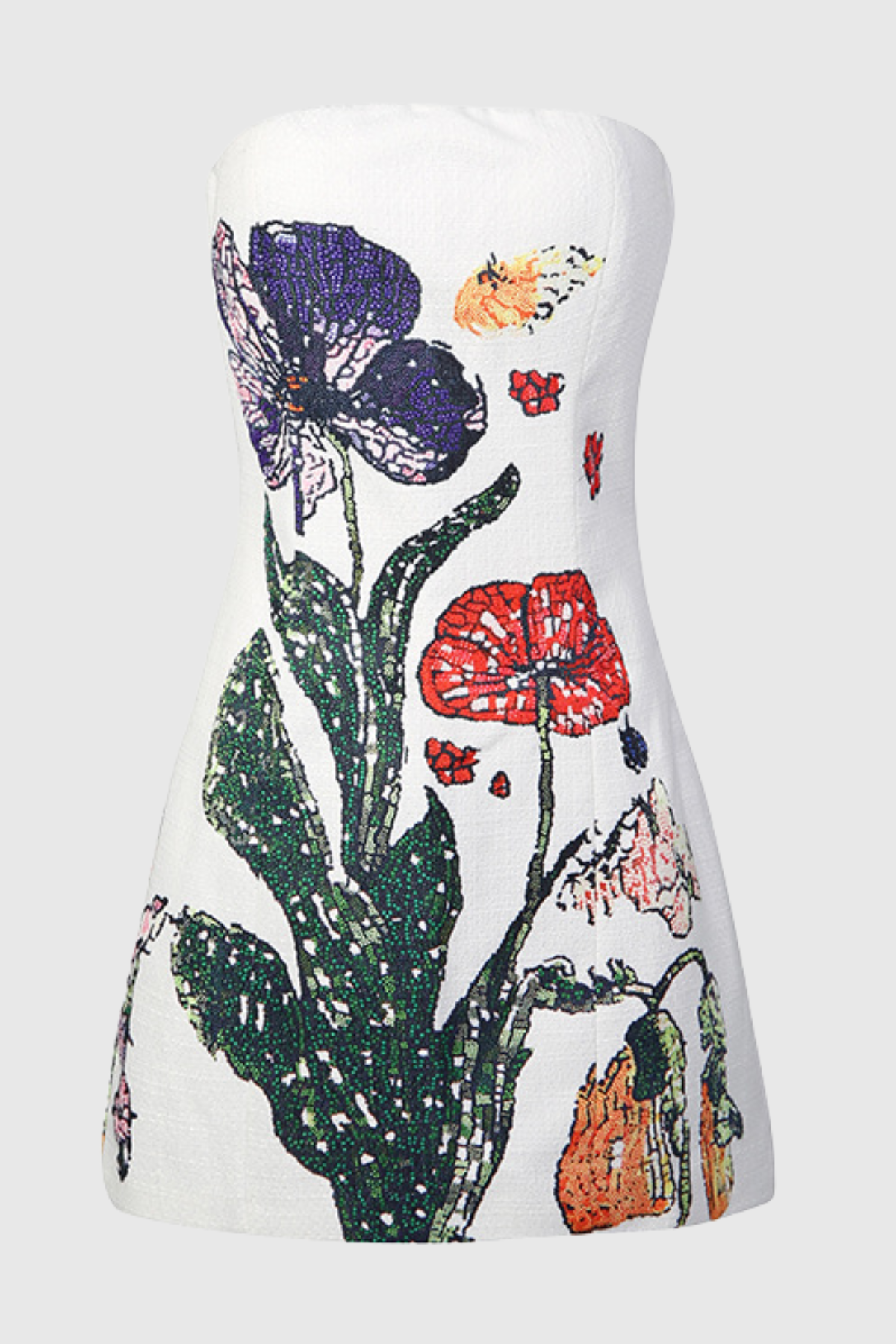 Emrys Floral Strapless Tweed Mini Dress