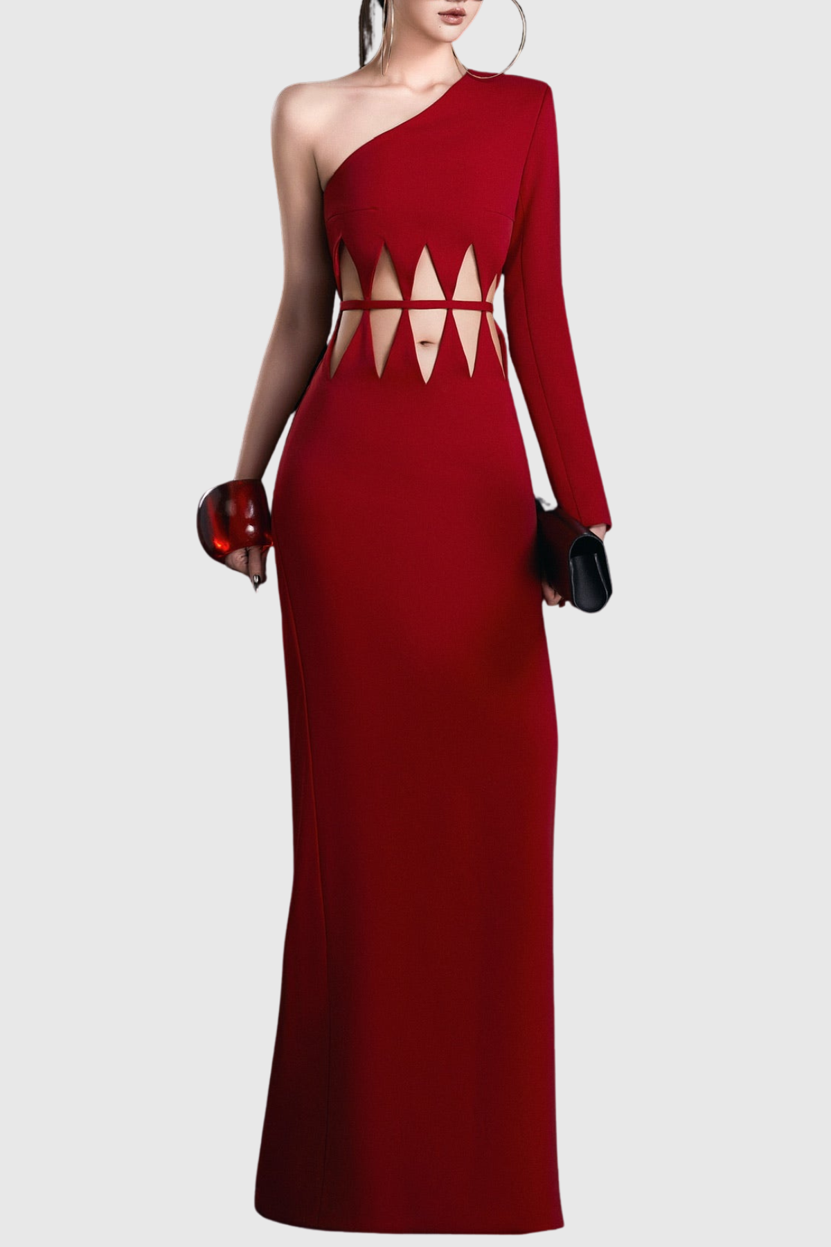 Eoso One Shoulder Cutout Maxi Bandage Dress