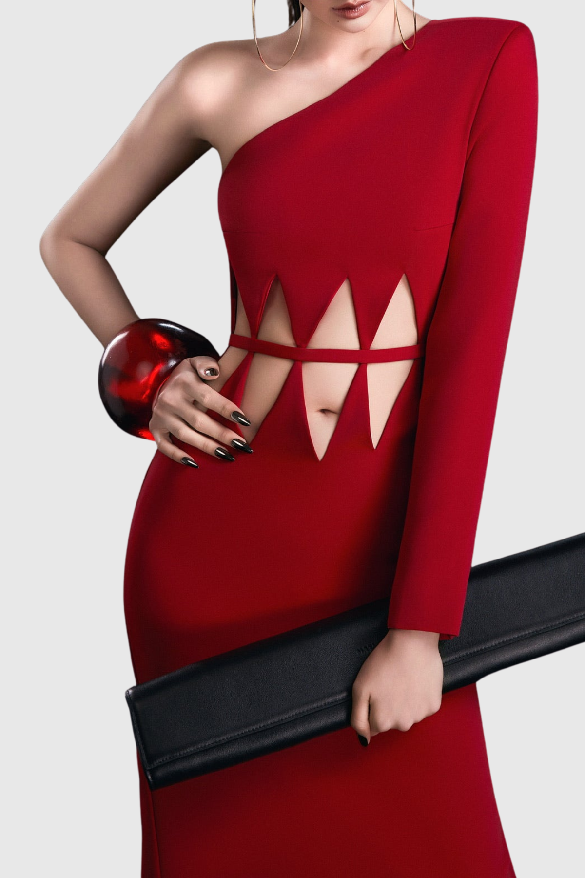 Eoso One Shoulder Cutout Maxi Bandage Dress
