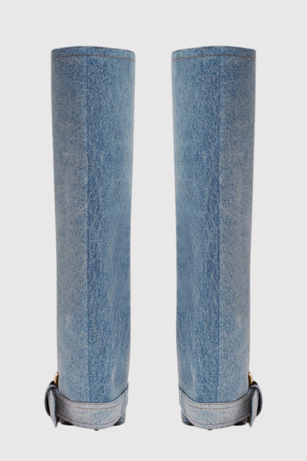 Erila Gold Buckle Knee Hight Boots - Denim
