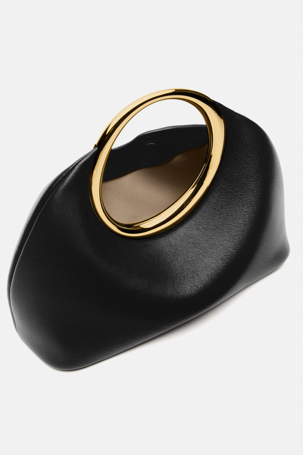 Esme Circle Leather Clutch - Black