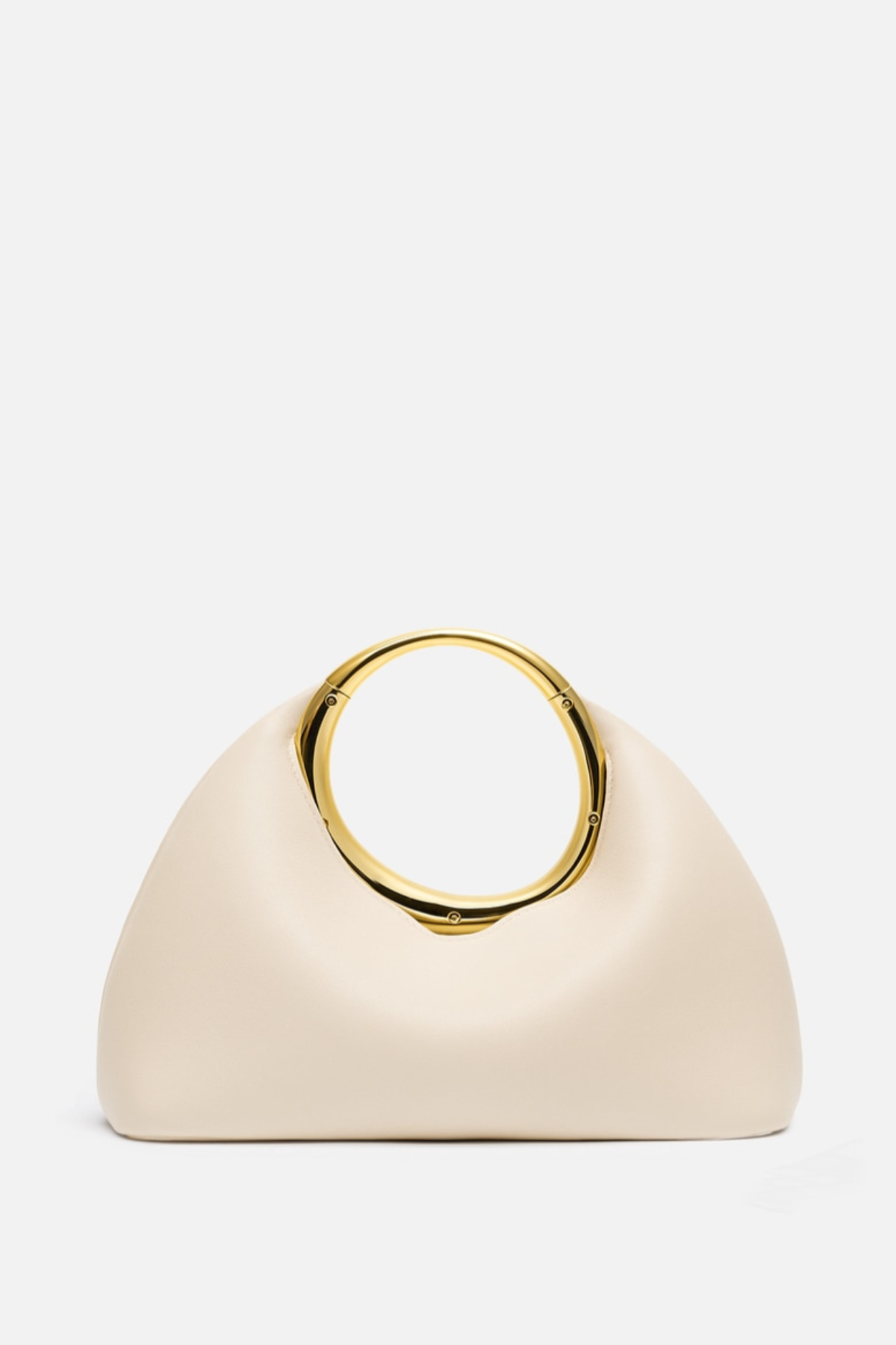 Esme Circle Leather Clutch - White