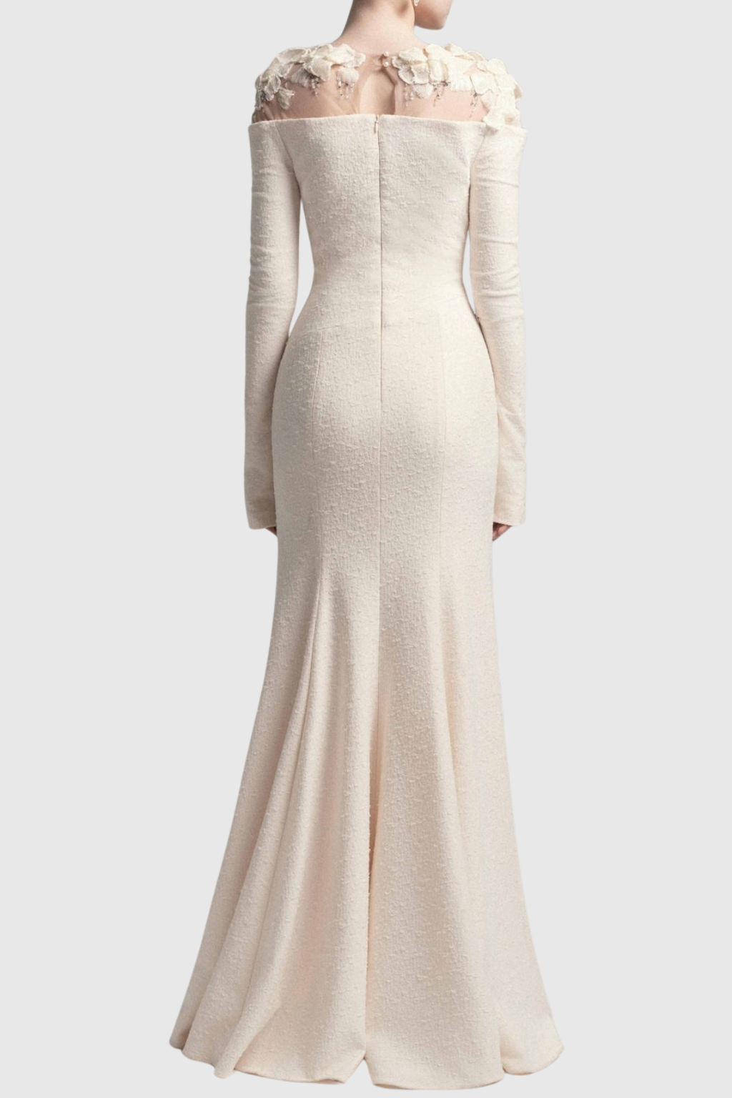 Estha Floral Embellished Draped Maxi Dress - Beige