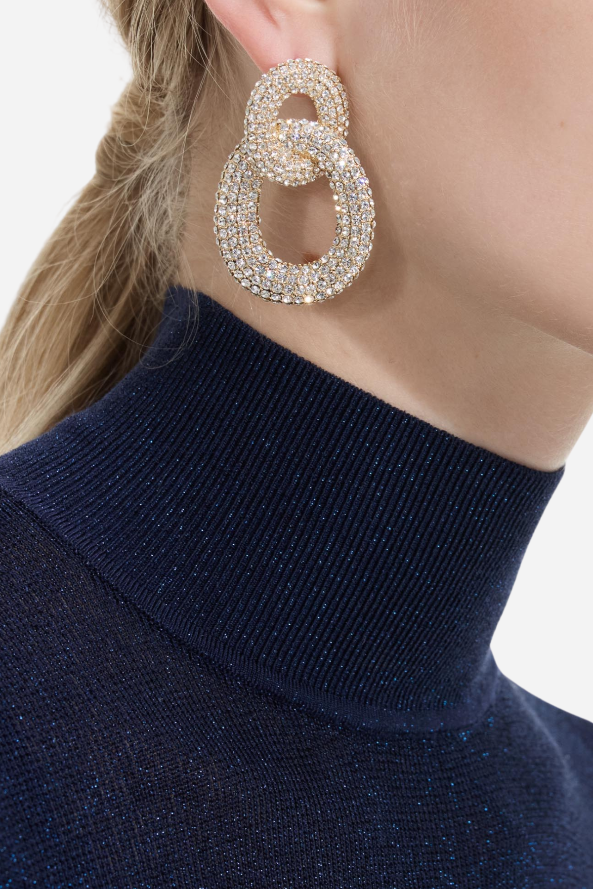 Evier Crystal Link Earrings - Gold