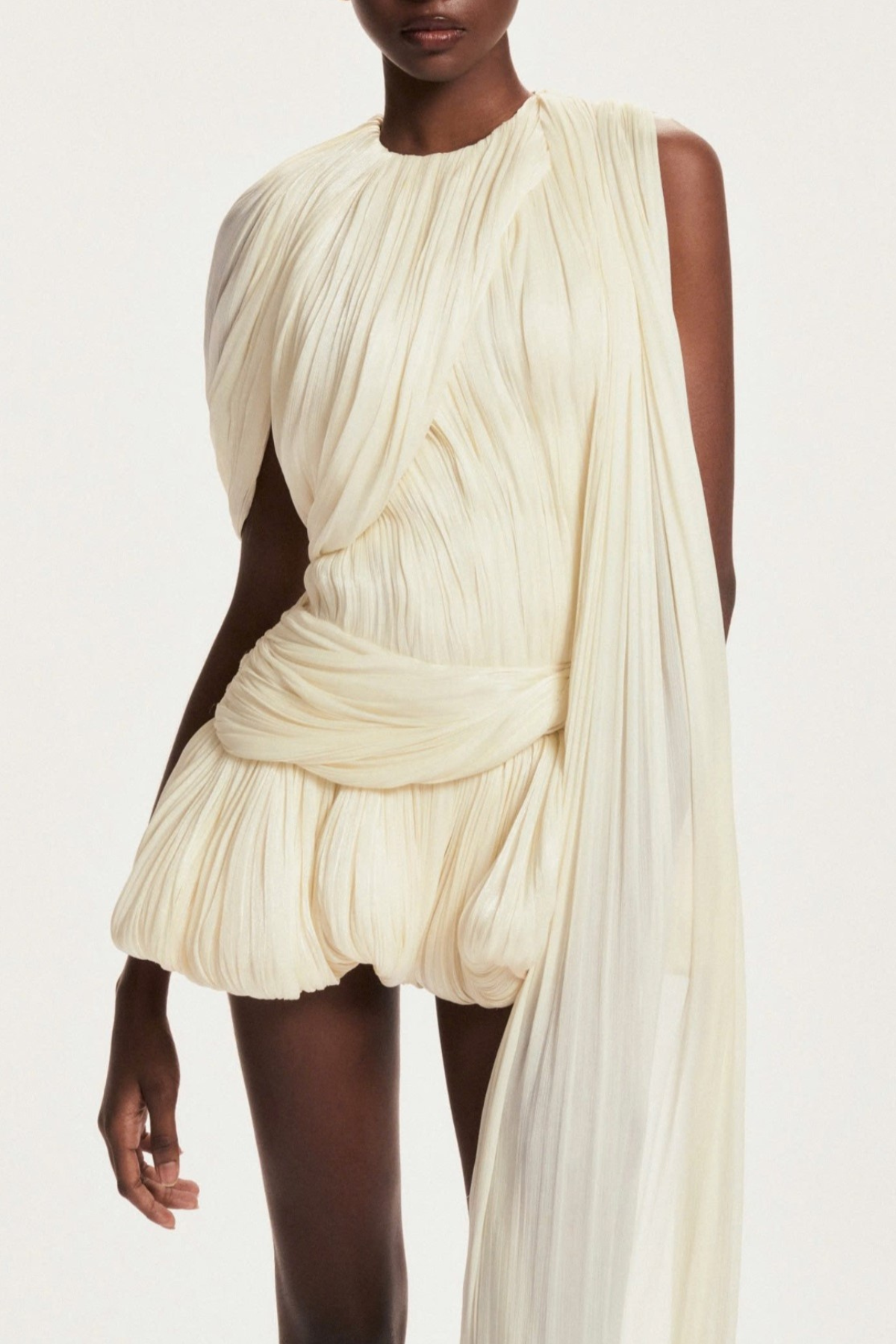 Evrar Asymmetric Pleated One Shoulder Mini Dress