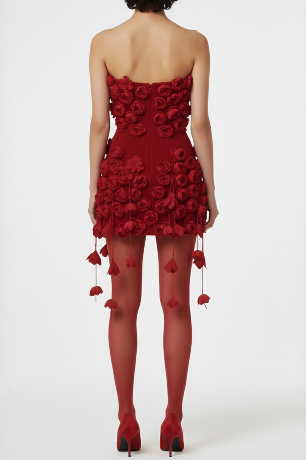 Eyre Floral Appliqué Strapless Mini Dress