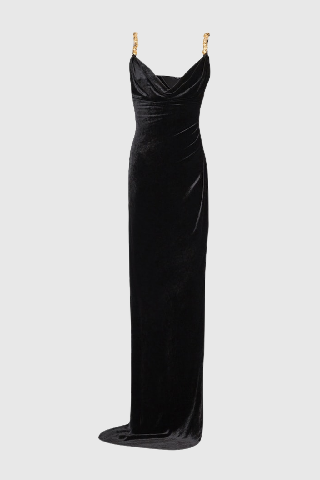 Fonso Gold  Buttoned Velvet Slit Maxi Dress