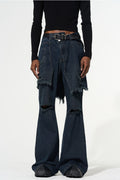 Freesia Torn Fringe Patchwork Jeans