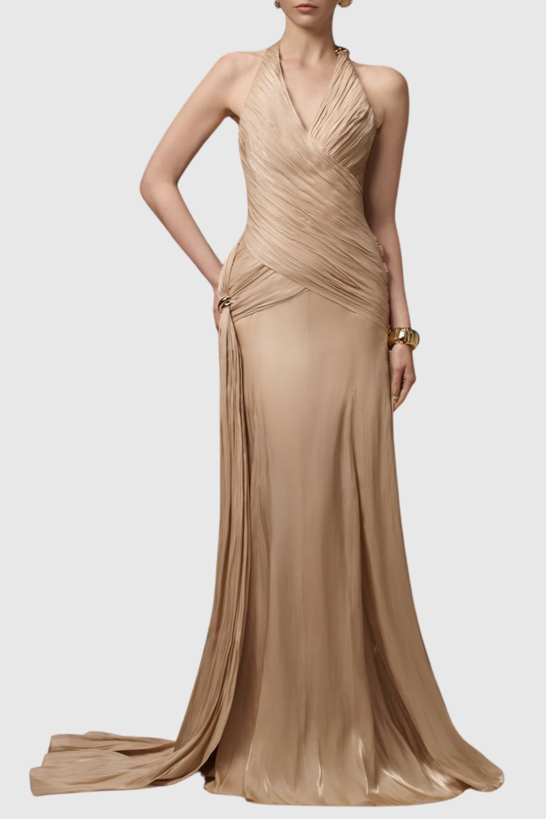 Freida Halter Ruched Maxi Dress
