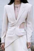 Georgia Asymmetric Cutout Blazer - Beige