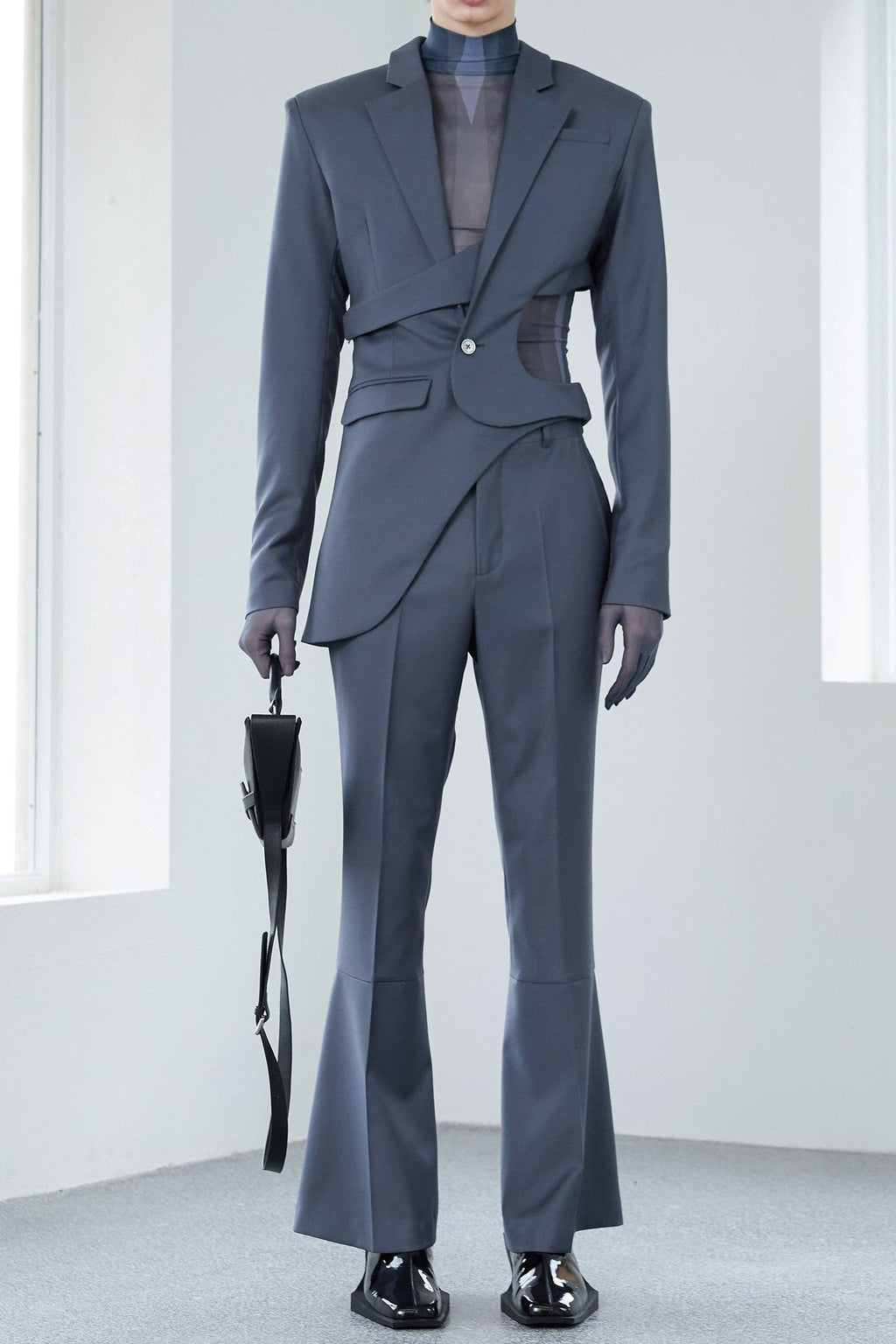 Georgia Asymmetric Cutout Blazer - Grey