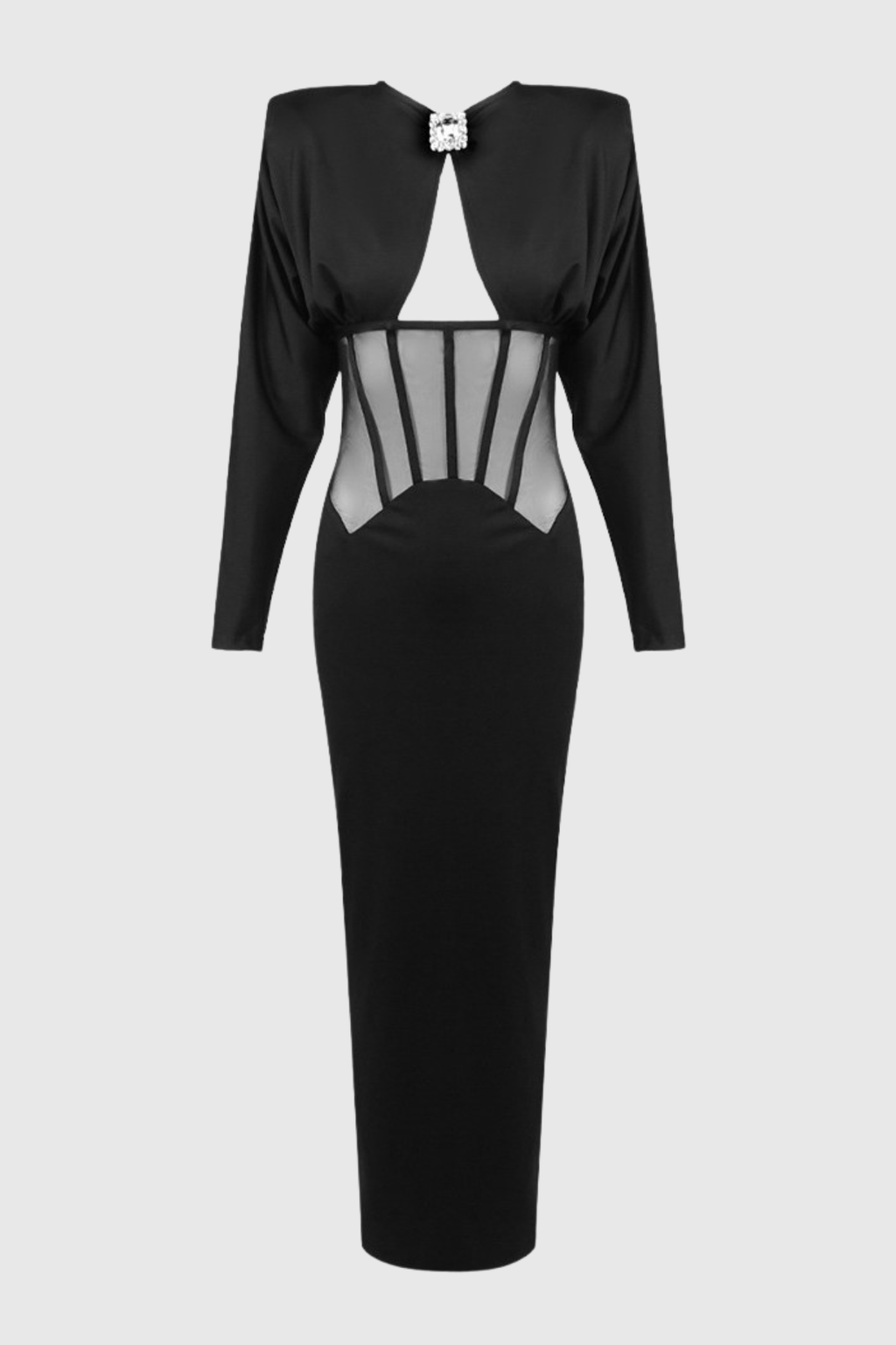 Giffora Cutout Mesh Corset Maxi Dress