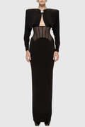 Giffora Cutout Mesh Corset Maxi Dress