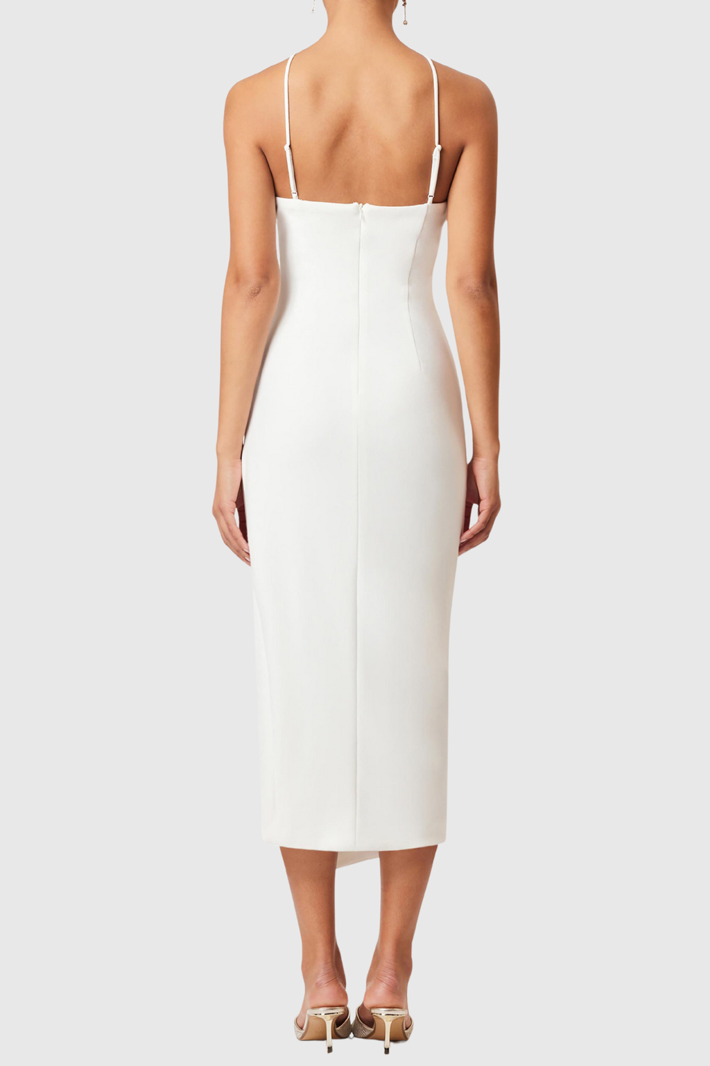 Guso Halter Floral Appliqué Midi Dress - White